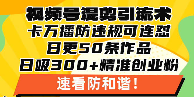 视频号混剪引流技术，500万播放引流17000创业粉，操作简单当天学会_就是爱分享
