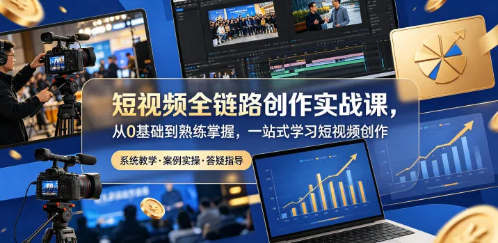 短视频全链路创作实战课,从0基础到熟练掌握,一站式学习短视频创作_一起云网创