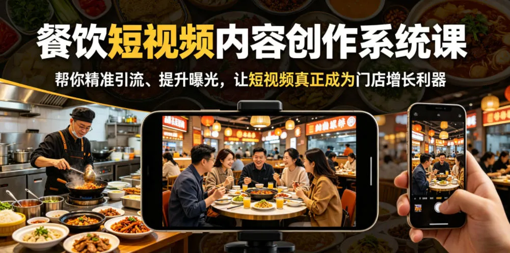 餐饮短视频内容创作系统课，帮你精准引流、提升曝光，让短视频真正成为门店增长利器_一起云网创