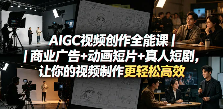 AIGC视频创作全能课|商业广告+动画短片+真人短剧,让你的视频制作更轻松高效_一起云网创
