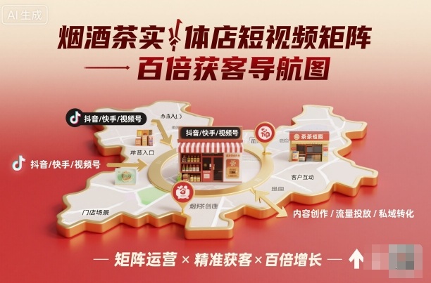 烟酒茶实体店短视频矩阵百倍获客导航图_就是爱分享