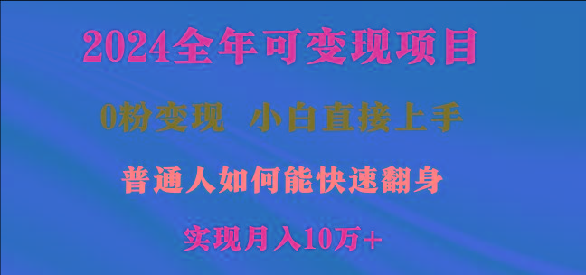 2024全年可变现项目，一天收益至少2000+，小白上手快，普通人就要利用互…_就是爱分享