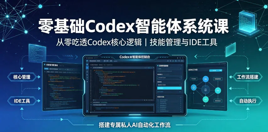 零基础Codex智能体系统课|从零吃透Codex核心逻辑、技能管理与IDE工具,搭建专属私人AI自动化工作流_一起云网创