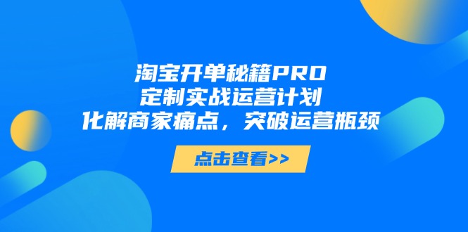 淘宝开单秘籍PRO，定制实战运营计划，化解商家痛点，突破运营瓶颈_就是爱分享