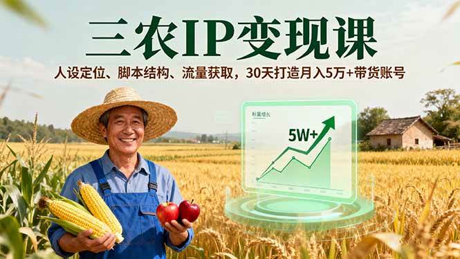 (16044期)三农IP变现课,人设定位、脚本结构、流量获取,30天打造月入5万+带货账号_就是爱分享