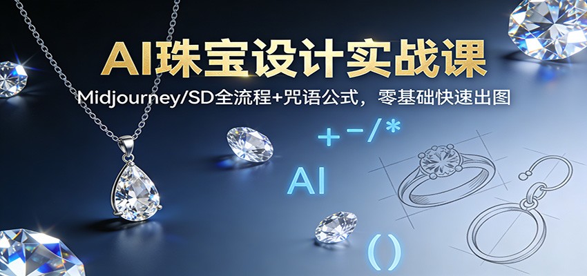 AI珠宝设计实战课:Midjourney/SD全流程+咒语公式,零基础快速出图_就是爱分享