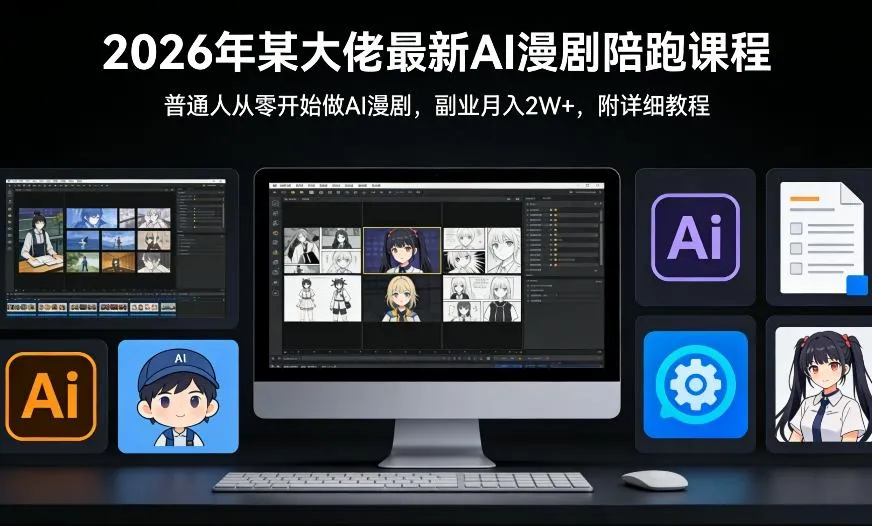 26年某大佬最新Ai漫剧陪跑课程，普通人从零开始做AI漫剧，副业月入2W+_就是爱分享