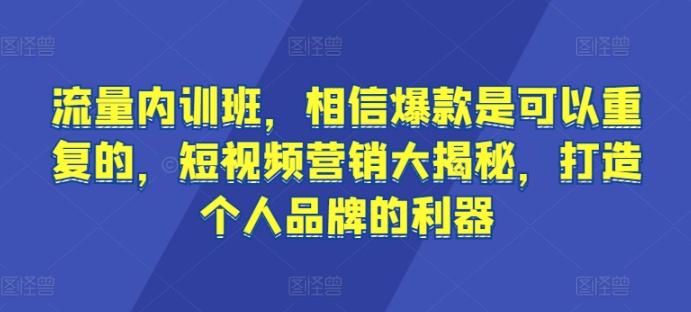 流量内训班，相信爆款是可以重复的，短视频营销大揭秘，打造个人品牌的利器_就是爱分享