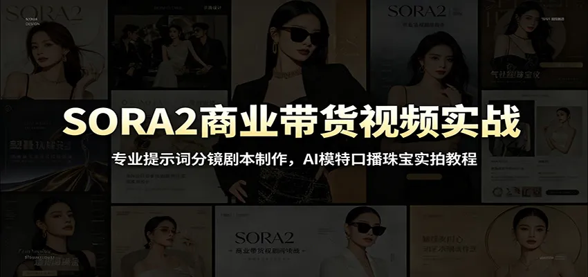 SORA2商业带货视频实战:专业提示词分镜剧本制作,AI模特口播珠宝实拍教程_一起云网创
