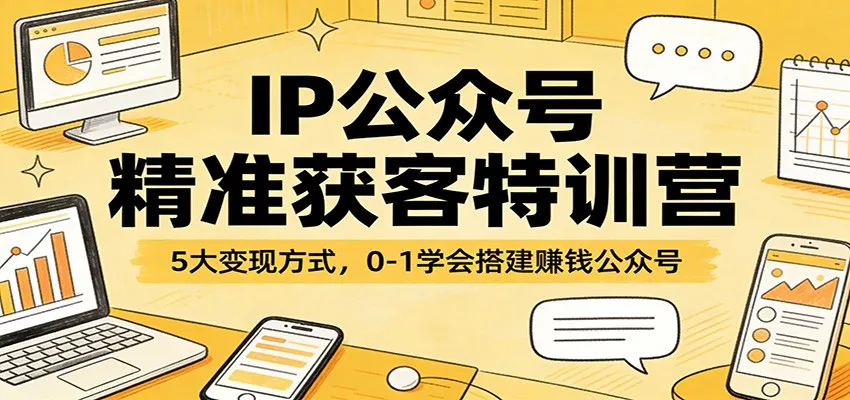 IP公众号精准获客特训营：5大变现方式，0-1学会搭建赚钱公众号_就是爱分享