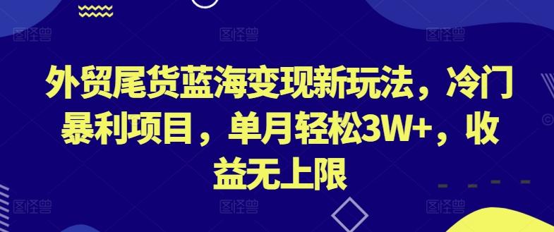 外贸尾货蓝海变现新玩法，冷门暴利项目，单月轻松3W+，收益无上限【揭秘】_就是爱分享