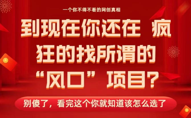 马上26年了，你还在找所谓的风口项目？别傻了，看完这个你全都懂了！【揭秘】_就是爱分享