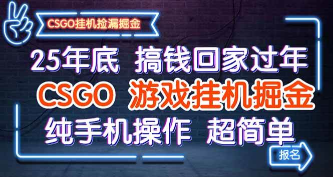 （16343期）25年底搞钱回家过年，CSGO游戏挂机掘金，纯手机操作超简单_就是爱分享