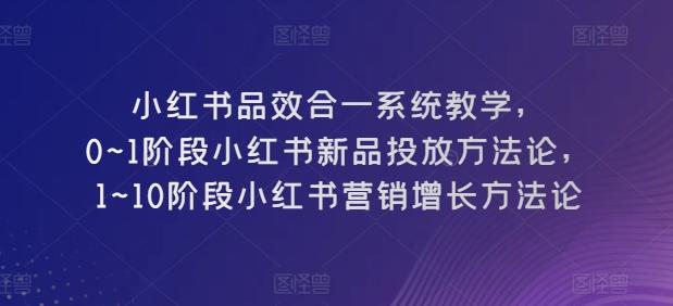 小红书品效合一系统教学，​0~1阶段小红书新品投放方法论，​1~10阶段小红书营销增长方法论_就是爱分享