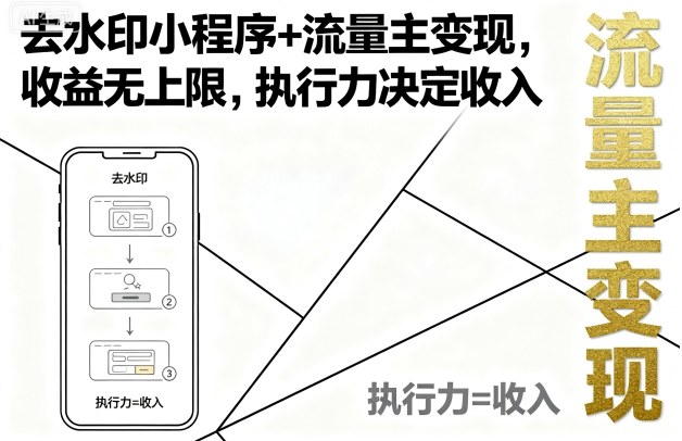 去水印小程序+流量主变现，收益无上限，执行力决定收入_就是爱分享