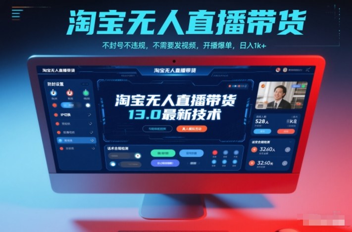 淘宝无人直播带货13.0最新技术，不封号不违规，不需要发视频，开播爆单，日入1k+【揭秘】_就是爱分享