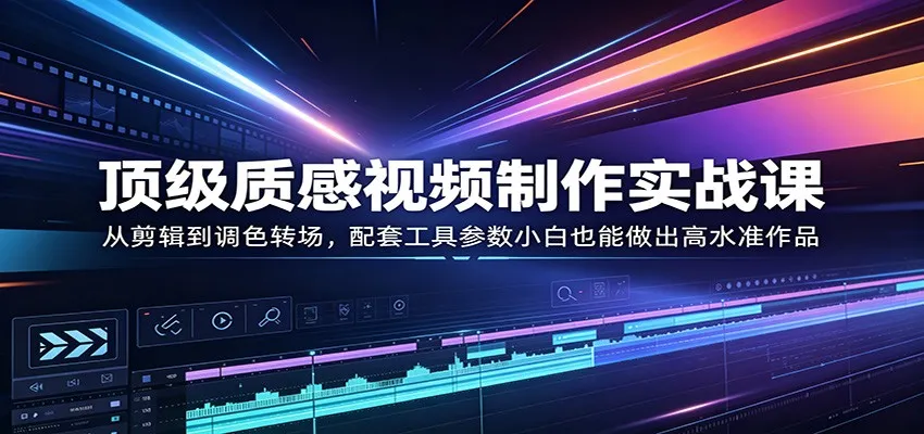 顶级质感视频制作实战课：从剪辑到调色转场，配套工具参数小白也能做出高水准作品_就是爱分享