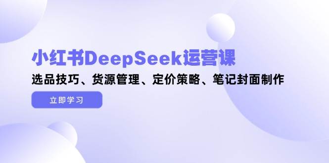 小红书DeepSeek运营课，选品技巧、货源管理、定价策略、笔记封面制作_就是爱分享