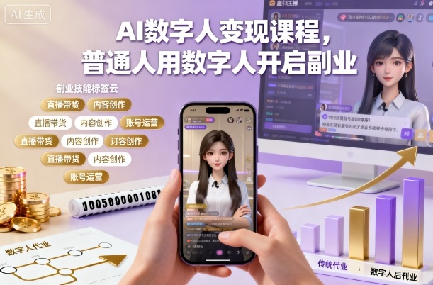 AI数字人变现课程，普通人用数字人开启副业_就是爱分享