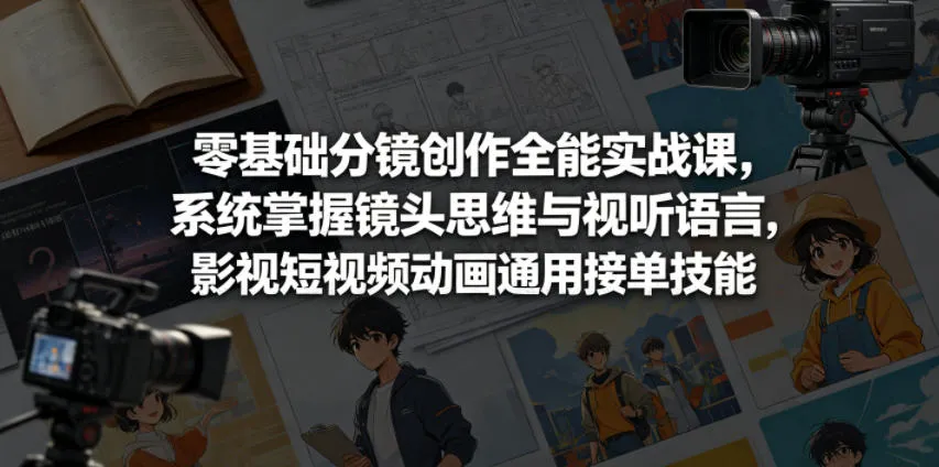 零基础分镜创作全能实战课,系统掌握镜头思维与视听语言,影视短视频动画通用接单技能_一起云网创