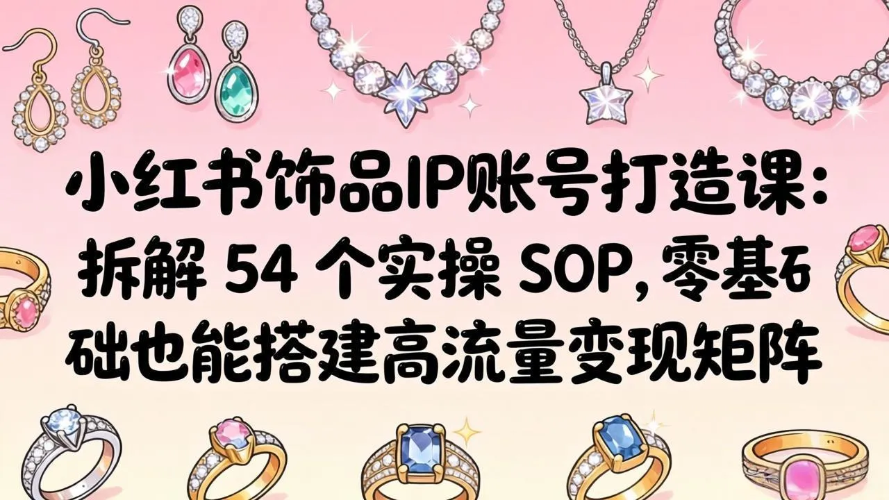 小红书饰品IP账号打造课：拆解 54 个实操 SOP，零基础也能搭建高流量变现矩阵_就是爱分享