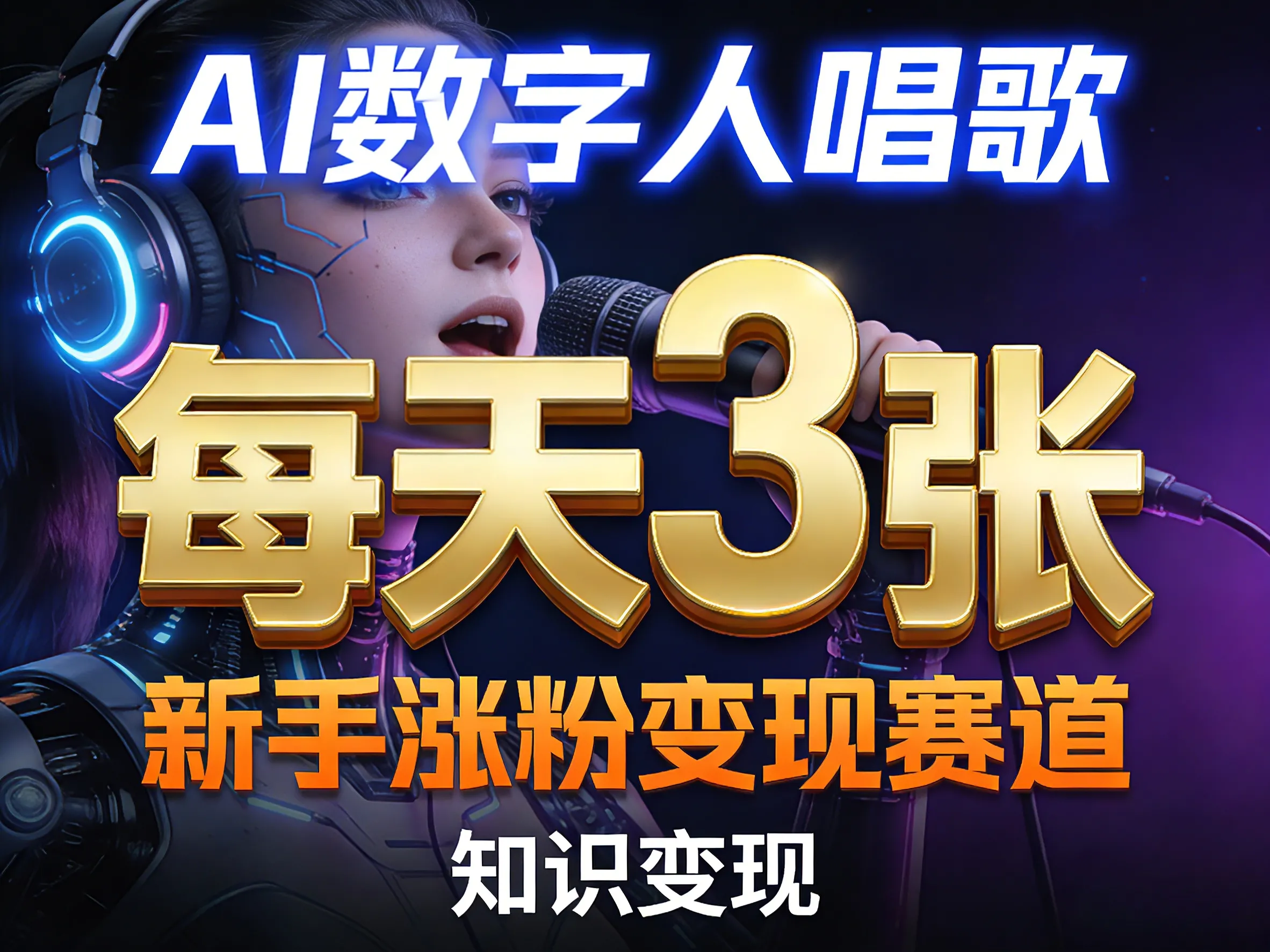 AI数字人唱歌,新手涨粉变现赛道,每天3张和知识付费,副业必备_就是爱分享