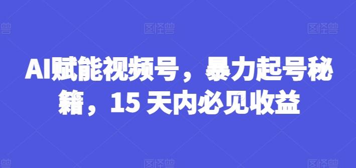 AI赋能视频号，暴力起号秘籍，15 天内必见收益【揭秘】_就是爱分享