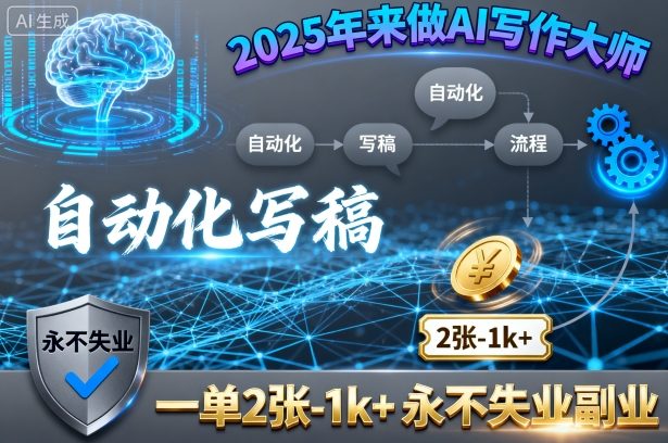 2025年来做AI写作大师，自动化写稿，一单2张-1k+，永不失业副业_就是爱分享