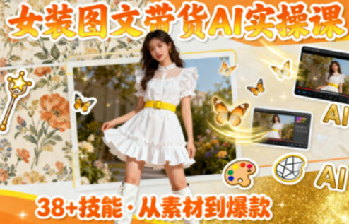 女装图文带货的AI实操课，覆盖38个实用技能，快速提升素材制作效率_就是爱分享