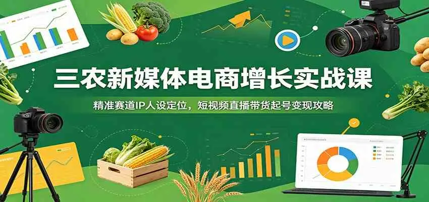 三农新媒体电商增长实战课：精准赛道IP人设定位，短视频直播带货起号变现攻略_一起云网创