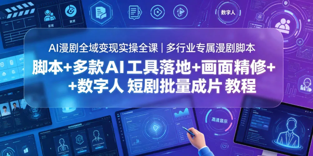 AI漫剧全域变现实操全课|多行业专属漫剧脚本+多款AI工具落地+画面精修+数字人短剧批量成片全教程_一起云网创