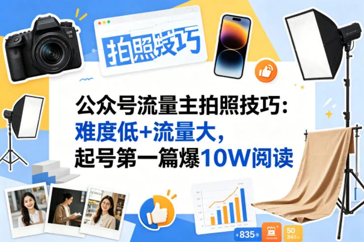 公众号流量主之拍照技巧赛道，难度低+流量大，起号第一篇就爆了10w阅读_就是爱分享