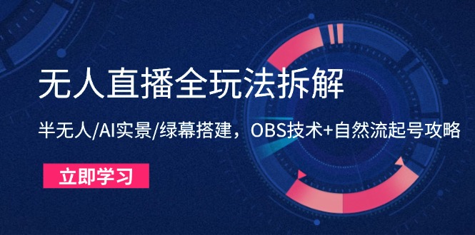 无人直播全玩法拆解：半无人/AI实景/绿幕搭建，OBS技术+自然流起号攻略_就是爱分享