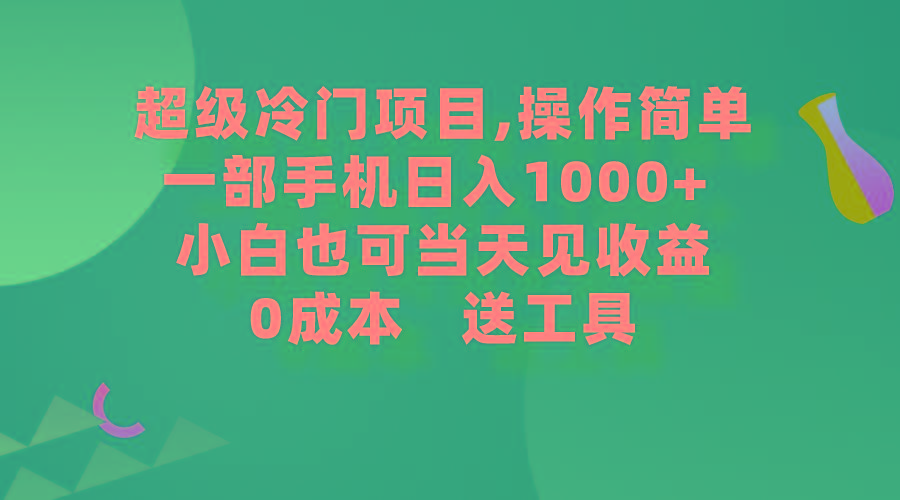 (9291期)超级冷门项目,操作简单，一部手机轻松日入1000+，小白也可当天看见收益_就是爱分享