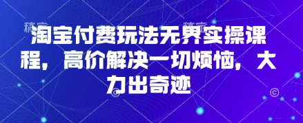 淘宝付费玩法无界实操课程，高价解决一切烦恼，大力出奇迹_就是爱分享