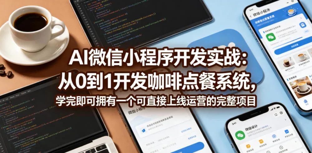 AI微信小程序开发实战：从0到1开发咖啡点餐系统，学完即可拥有一个可直接上线运营的完整项目_一起云网创