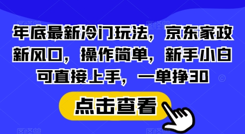 年底最新冷门玩法，京东家政新风口，操作简单，新手小白可直接上手，一单挣30【揭秘】_就是爱分享