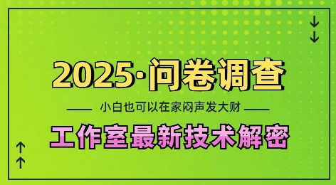 2025问卷调查最新工作室技术解密：一个人在家也可以闷声发大财，小白一天2张，可矩阵放大【揭秘】_就是爱分享