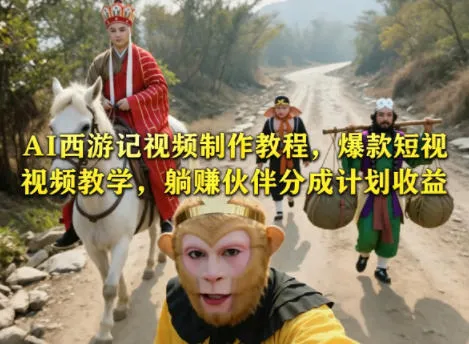 AI西游记视频制作教程，爆款短视频教学，躺賺伙伴分成计划收益_就是爱分享