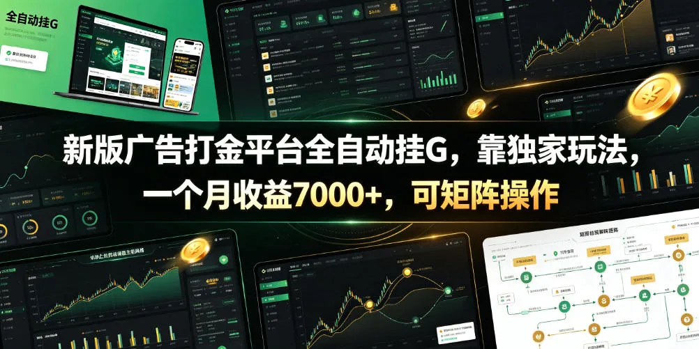 新版广告打金平台全自动挂G，靠独家玩法，一个月收益7000+，可矩阵操作【附全套脚本】【揭秘】_一起云网创
