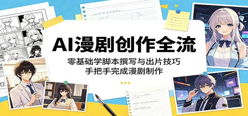 AI漫剧创作全流:零基础学脚本撰写与出片技巧,手把手完成漫剧制作_一起云网创