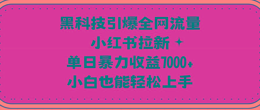 (9679期)黑科技引爆全网流量小红书拉新，单日暴力收益7000+，小白也能轻松上手_就是爱分享