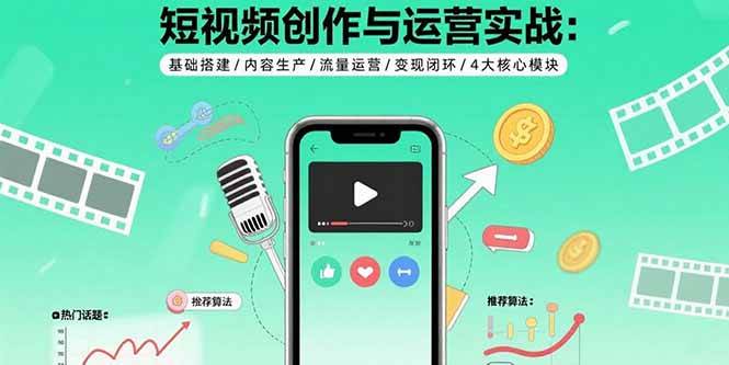 （15819期）短视频创作与运营实战：基础搭建/内容生产/流量运营/变现闭环/4大核心模块_就是爱分享