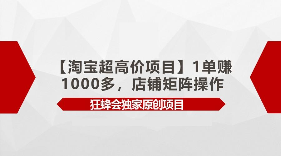 【淘宝超高价项目】1单赚1000多，店铺矩阵操作_就是爱分享
