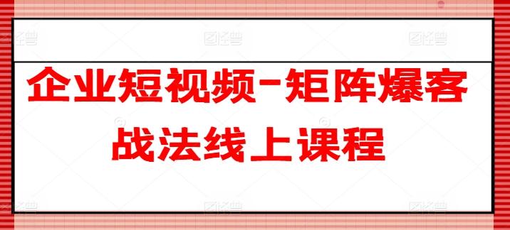 企业短视频-矩阵爆客战法线上课程_就是爱分享