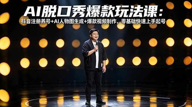 (18012期)AI脱口秀爆款玩法课:抖音注册养号+AI人物图生成+爆款视频制作,零基础快速上手起号_就是爱分享