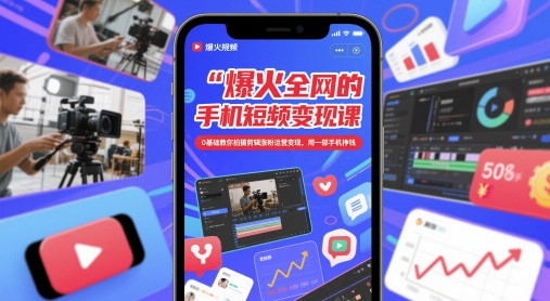 爆火全网的手机短视频变现课，0基础教你拍摄剪辑涨粉运营变现，用一部手机挣钱_就是爱分享
