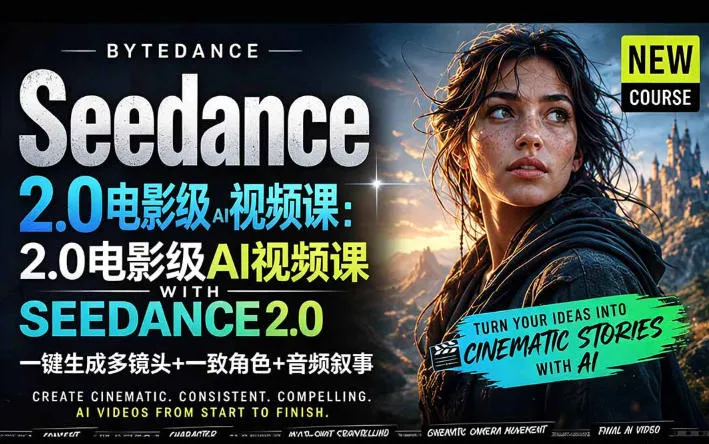字节跳动的Seedance 2.0 AI电影视频生成制作教程，一键生成多镜头+一致角色+音频叙事-中英字幕_一起云网创