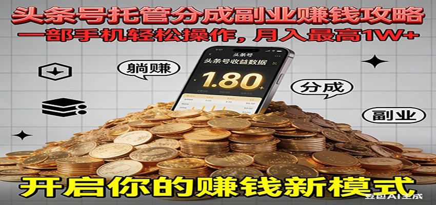 全程托管今日头条，一部手机就可以开干，最高躺赚1W+_就是爱分享