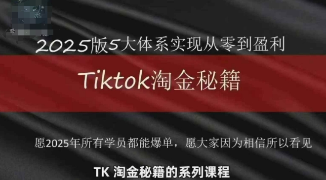 TikTok跨境2025淘金秘籍，​2025TikTok从0到盈利变现_就是爱分享
